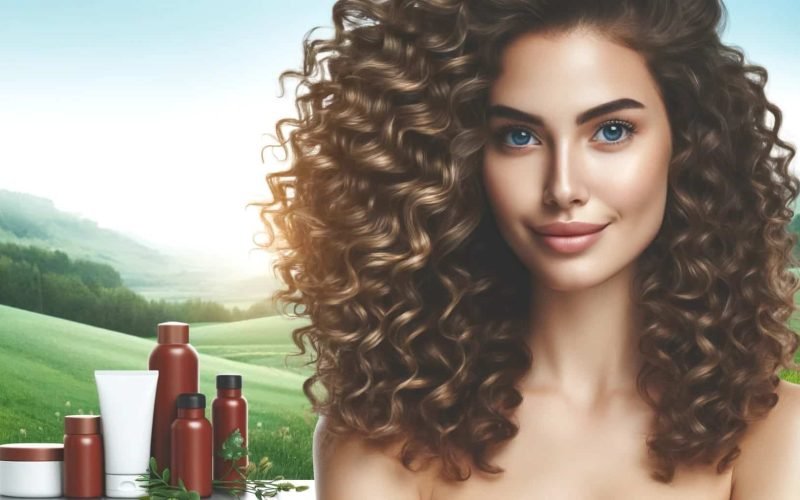 Curly Hair Essentials: Woman with beautiful, well-defined curly hair in a natural setting.